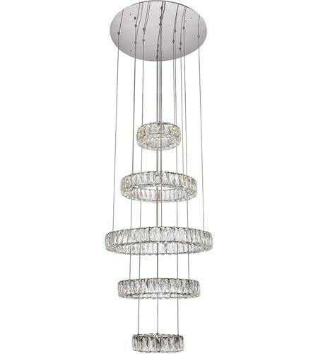 Chrome LED with Crystal Quintuple Ring Chandelier - LV LIGHTING