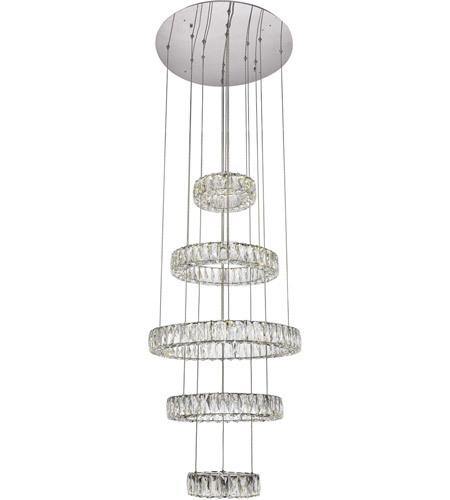 Chrome LED with Crystal Quintuple Ring Chandelier - LV LIGHTING