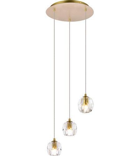 LED Gold with Crystal Tripple Pendant - LV LIGHTING