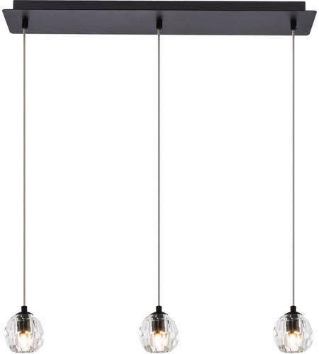 Black with Crystal Tripple Pendant - LV LIGHTING