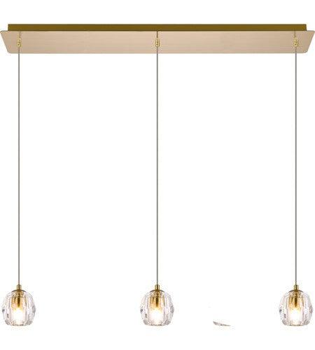 Gold with Crystal Tripple Pendant - LV LIGHTING