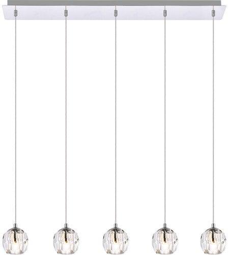 Pendant with Crystal Quintuple Pendant - LV LIGHTING