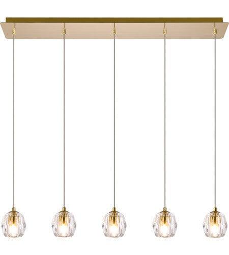 Gold with Crystal Quintuple Pendant - LV LIGHTING