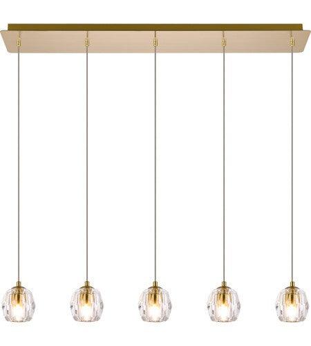 Gold with Crystal Quintuple Pendant - LV LIGHTING