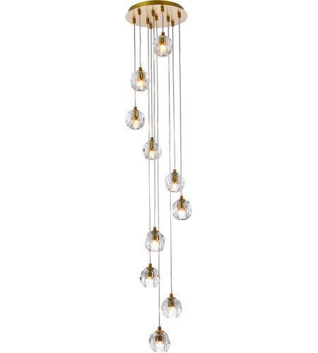 Gold with Crystal Multiple Pendant - LV LIGHTING