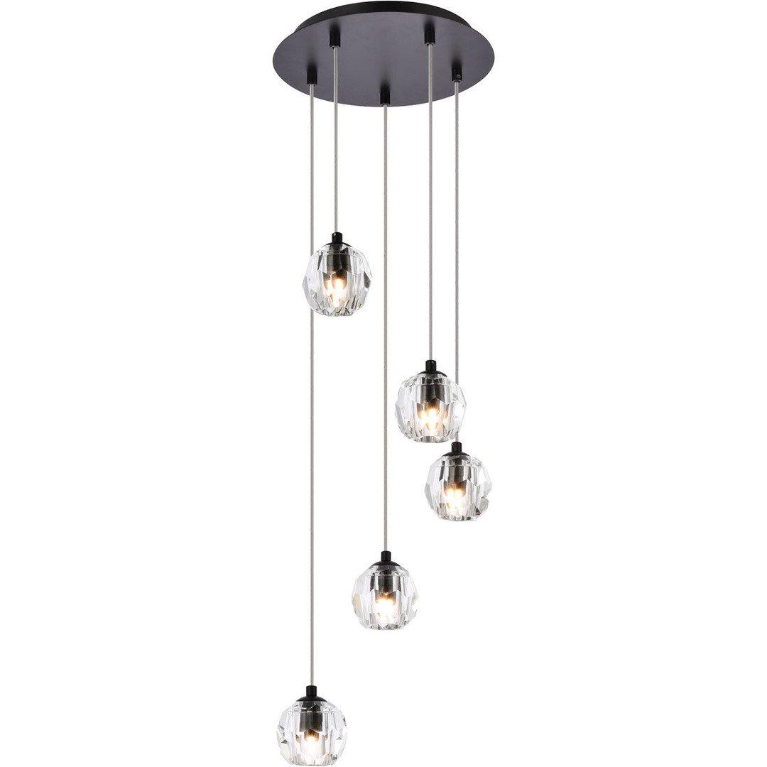 Black with Crystal Multiple Pendant - LV LIGHTING