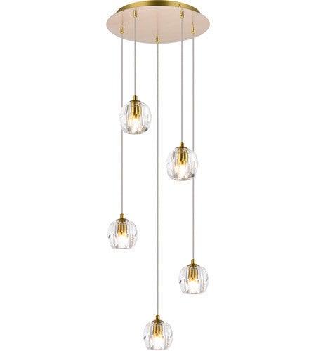 Gold with Crystal Multiple Pendant - LV LIGHTING