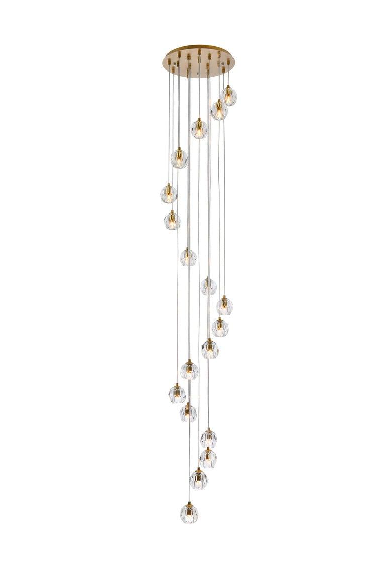Gold with Crystal Multiple Pendant - LV LIGHTING