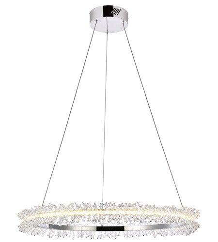 LED Chrome with Crystal Single Ring Chandelier - LV LIGHTING