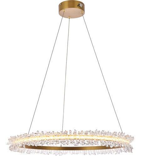 LED Gold with Crystal Single Ring Chandelier - LV LIGHTING