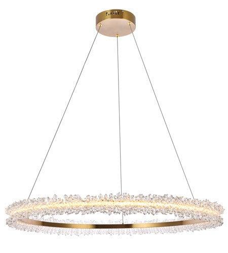 LED Gold with Crystal Single Ring Chandelier - LV LIGHTING