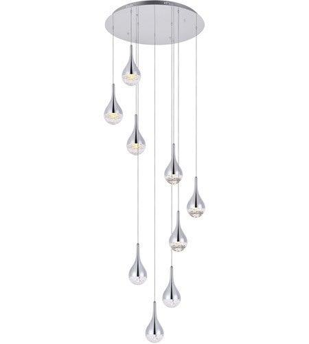 LED Chrome with Crystal Multiple Pendant - LV LIGHTING