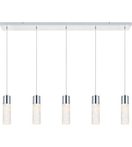 LED Chrome with Clear Glass Quintuple Pendant - LV LIGHTING