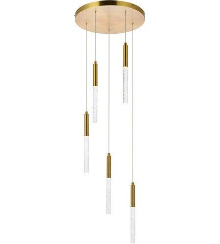 Gold with Crystal Quintuple Pendant - LV LIGHTING
