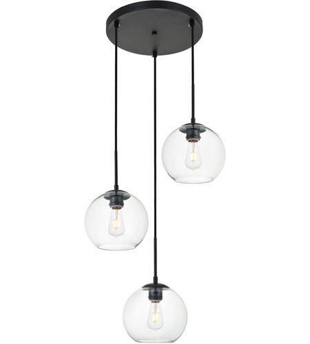 Black with Clear Glass Shade Tripple Pendant - LV LIGHTING