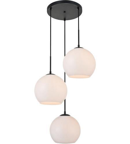 Black with Frosted Glass Shade Tripple Pendant - LV LIGHTING