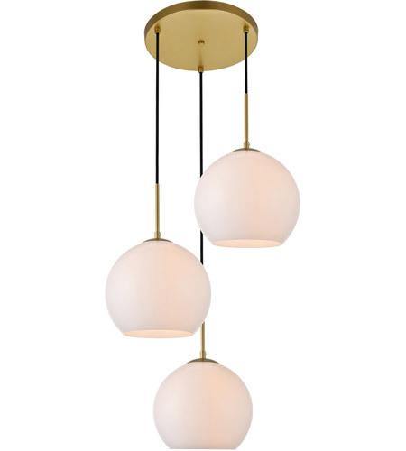 Brass with Frosted Shade Tripple Pendant - LV LIGHTING