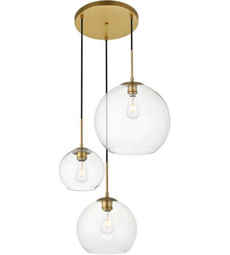 Brass with Clear Glass Shade Tripple Pendant - LV LIGHTING
