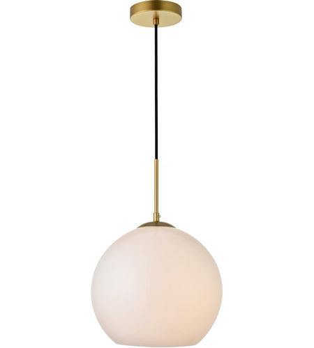 Brass with Frosted Shade Single Pendant - LV LIGHTING