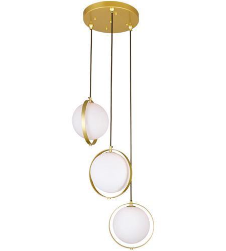 Brass Ring with Frosted Ball shade Tripple Pendant - LV LIGHTING
