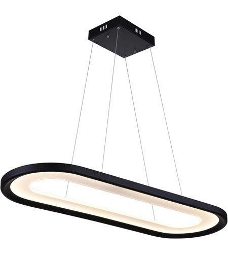 LED Matte Black Rectangle with Round Edge Chandelier - LV LIGHTING