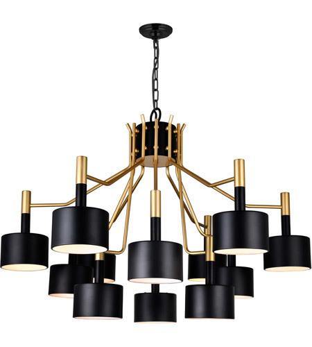 Brass with Matte Black Shade Chandelier - LV LIGHTING
