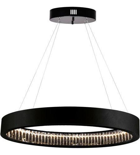 LED Matte Black with Crystal Ring Pendant - LV LIGHTING