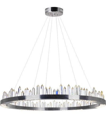 LED Chrome with Crystal Ring Chandelier - LV LIGHTING