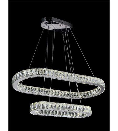 LED Chrome with Crystal 2 Layers Chandelier - LV LIGHTING
