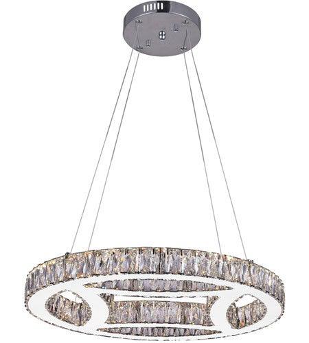 LED Chrome with Crystal Ring Pendant - LV LIGHTING