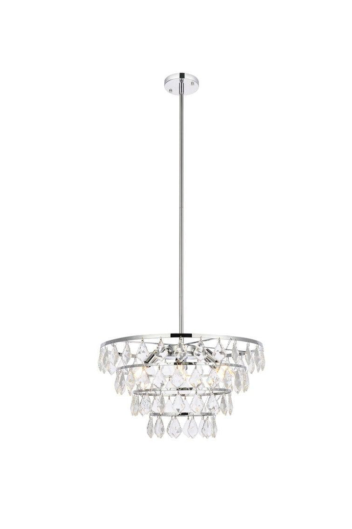 Chrome with Crystal 4 Layers Pendant - LV LIGHTING