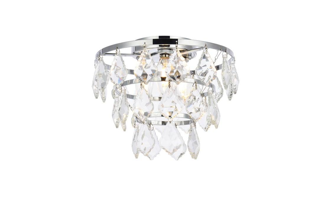 Chrome with Crystal 3 Layers Flush Mount - LV LIGHTING