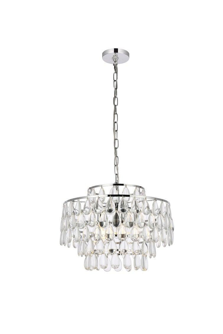 Chrome with Crystal 6 Layers Pendant - LV LIGHTING