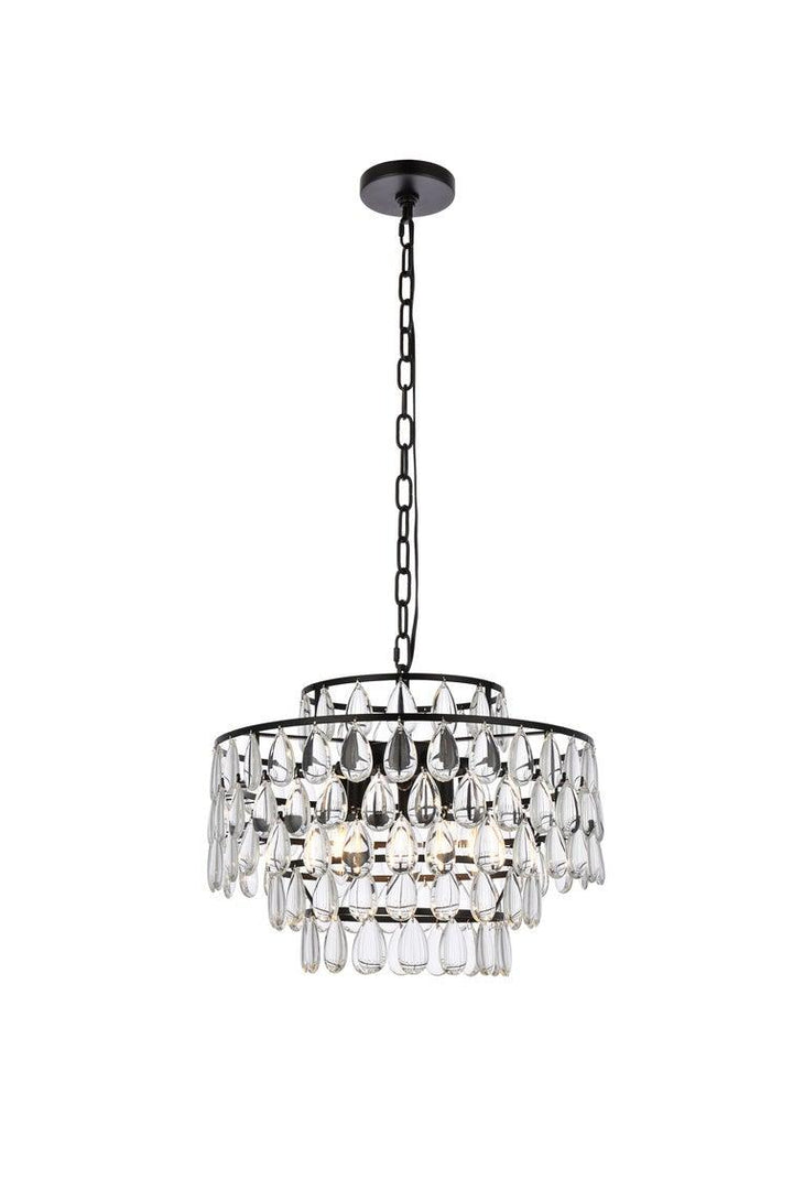 Chrome with Crystal 6 Layers Pendant - LV LIGHTING