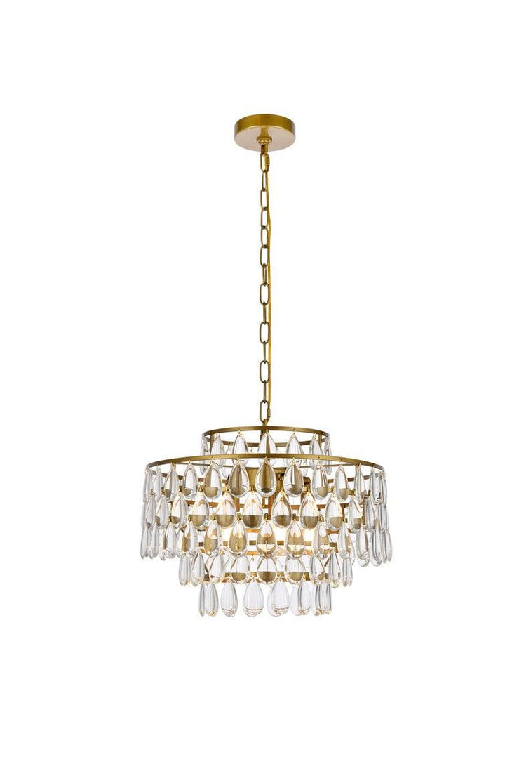 Chrome with Crystal 6 Layers Pendant - LV LIGHTING