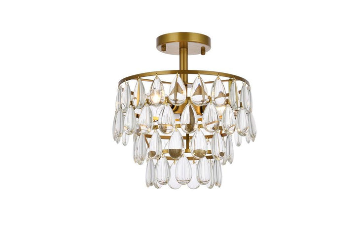Chrome with Crystal 4 Layers Semi Flush Mount - LV LIGHTING