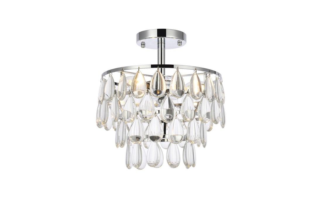 Chrome with Crystal 4 Layers Semi Flush Mount - LV LIGHTING