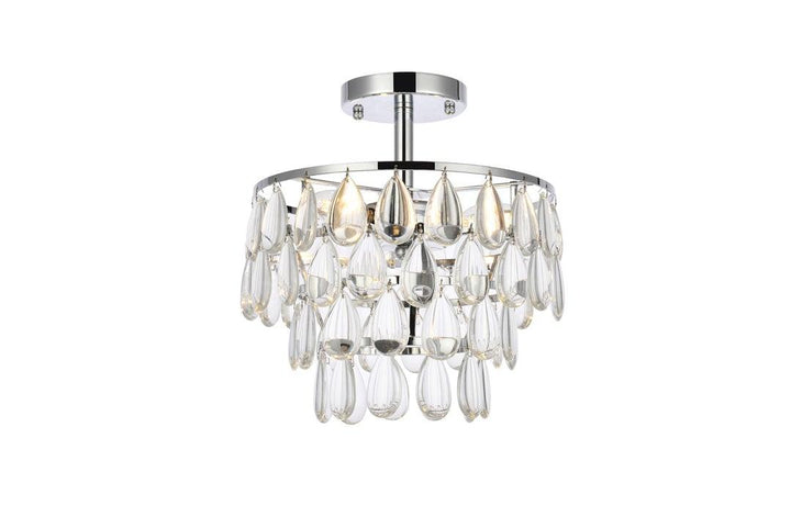 Chrome with Crystal 4 Layers Semi Flush Mount - LV LIGHTING