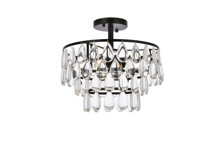 Chrome with Crystal 4 Layers Semi Flush Mount - LV LIGHTING