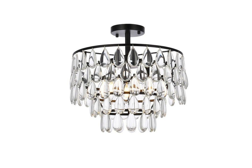 Chrome with Crystal 5 Layers Semi Flush Mount - LV LIGHTING