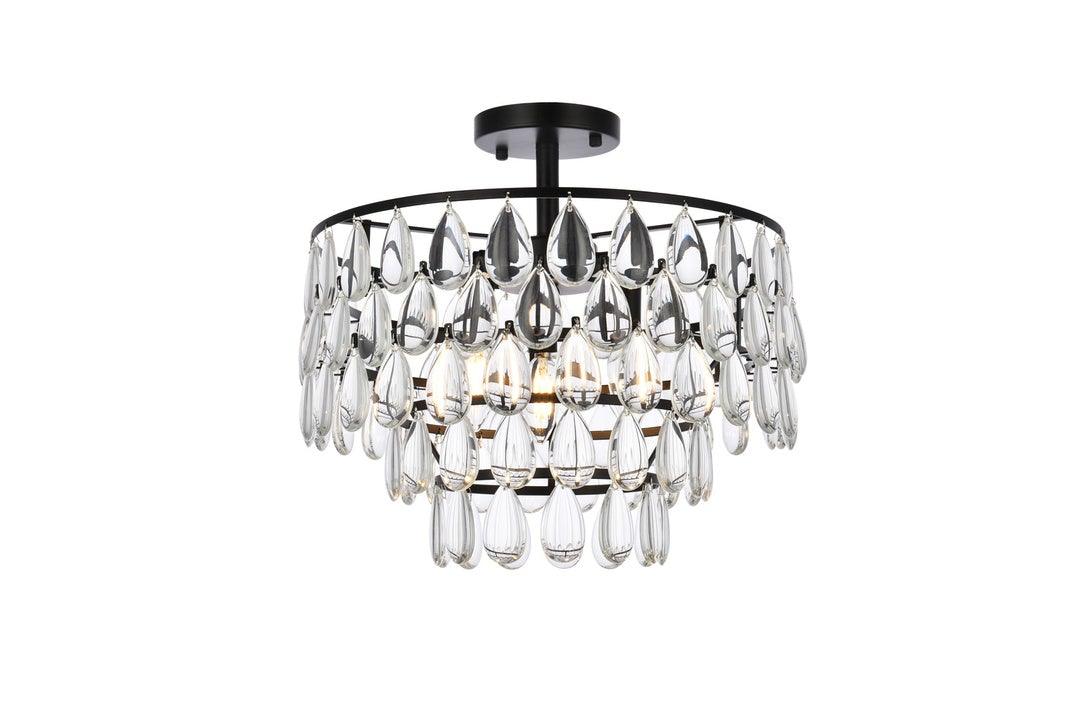 Chrome with Crystal 5 Layers Semi Flush Mount - LV LIGHTING