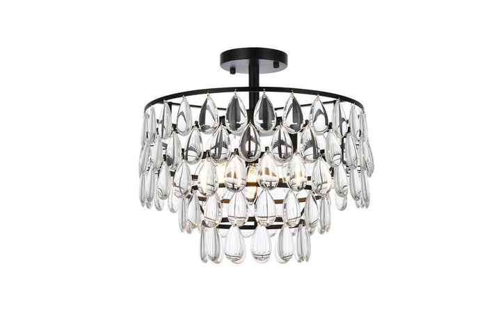 Chrome with Crystal 5 Layers Semi Flush Mount - LV LIGHTING