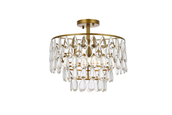 Chrome with Crystal 5 Layers Semi Flush Mount - LV LIGHTING