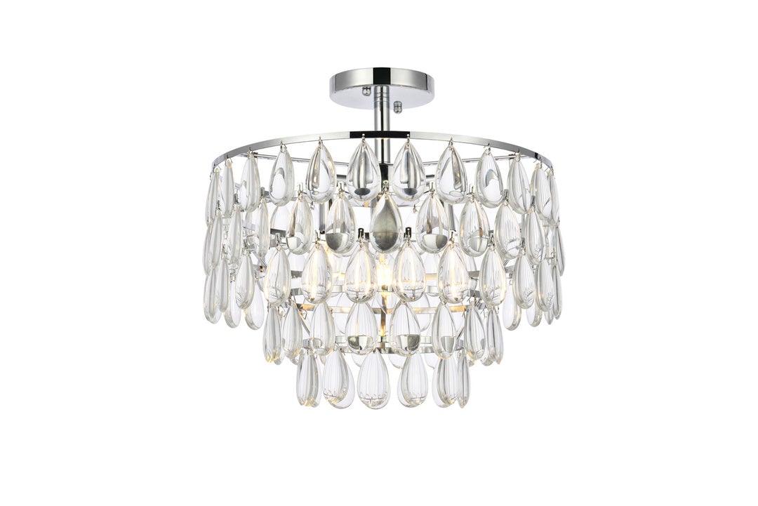 Chrome with Crystal 5 Layers Semi Flush Mount - LV LIGHTING