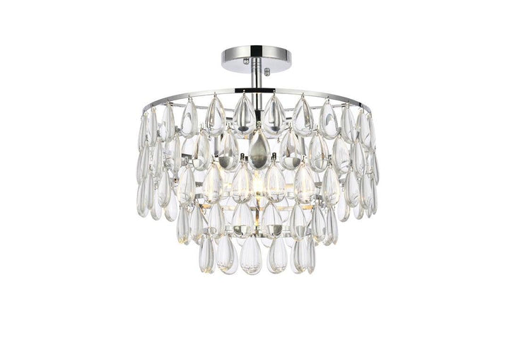 Chrome with Crystal 5 Layers Semi Flush Mount - LV LIGHTING