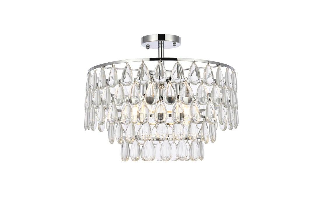 Chrome with Crystal 5 Layers Semi Flush Mount - LV LIGHTING