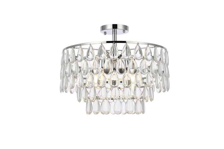 Chrome with Crystal 5 Layers Semi Flush Mount - LV LIGHTING