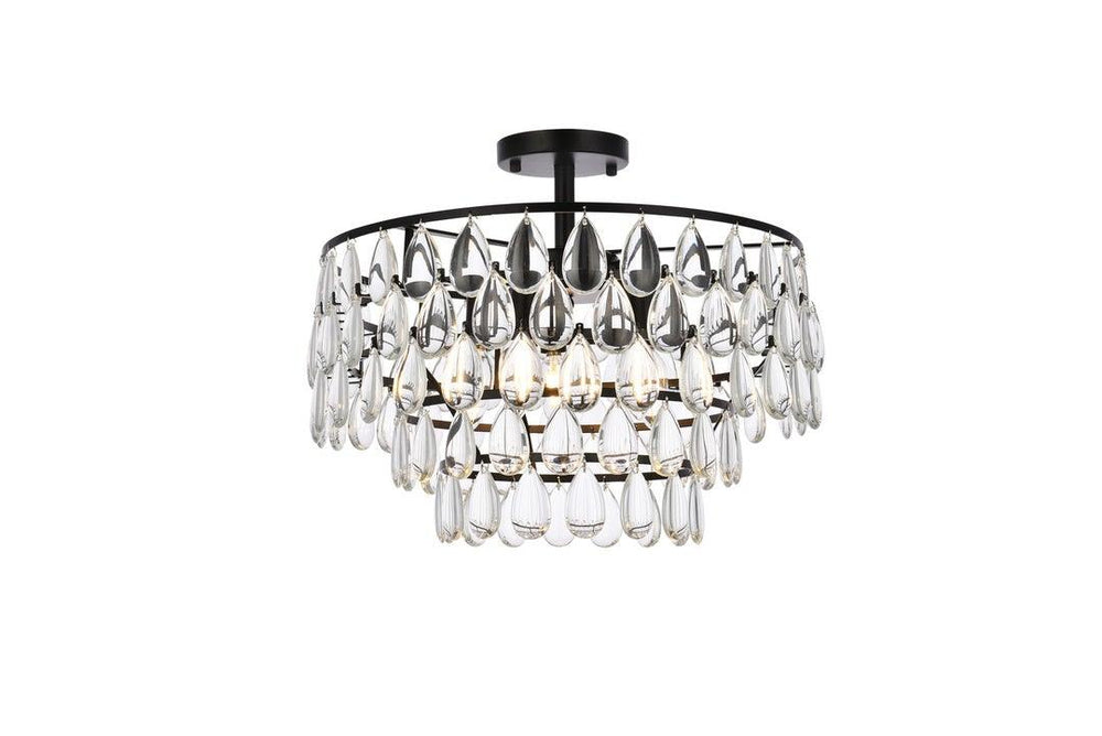 Chrome with Crystal 5 Layers Semi Flush Mount - LV LIGHTING