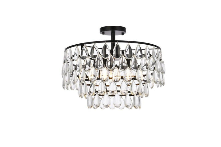 Chrome with Crystal 5 Layers Semi Flush Mount - LV LIGHTING