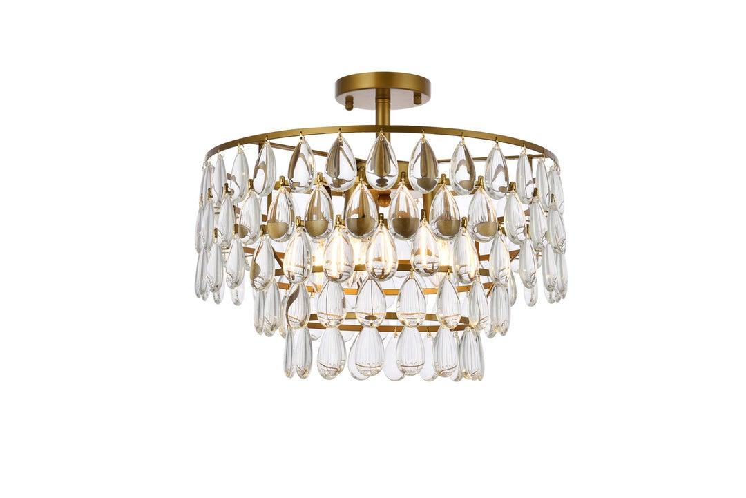 Chrome with Crystal 5 Layers Semi Flush Mount - LV LIGHTING